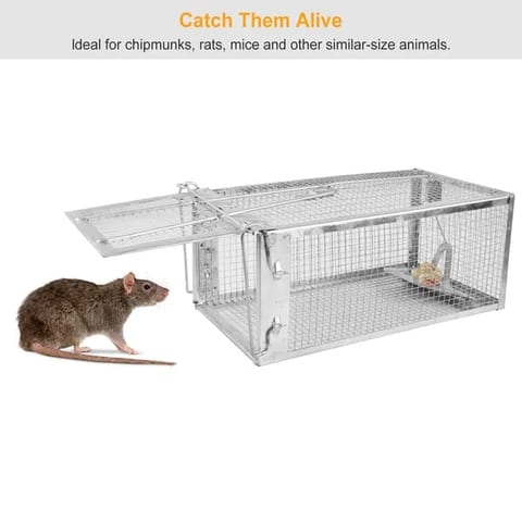 2 Pack Rat Trap Cage Humane Live Rodent Trap Cage Galvanized Iron Mice Mouse