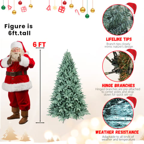 Artificial 6ft Blue Green Tint Christmas Tree With 1390 PE PVC Mixed Branch