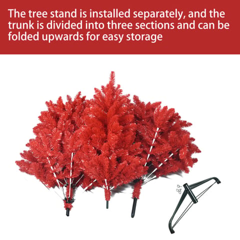 Artificial 5ft Red Christmas Tree With 624 PVC Branch Tips, Hinged Premium &