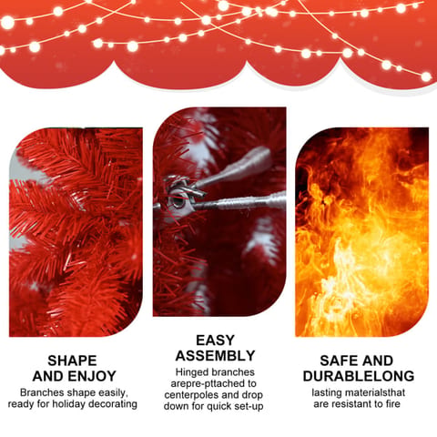 T3637P3398087FT Red Christmas Tree Pure Red PVC Tree With 1066 Tips, Hinged