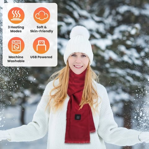 Heated Neck Wrap Warm Heated Scarf USB Powered With 3 Temperature Modes Soft
