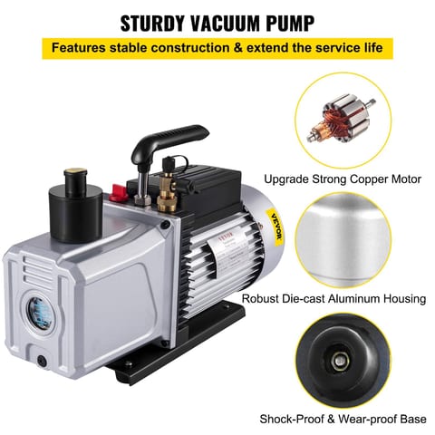 Vacuum-Pump 12CFM Single Stage Air Conditioning Vacuum,Pump 110V 5PA Ultimate