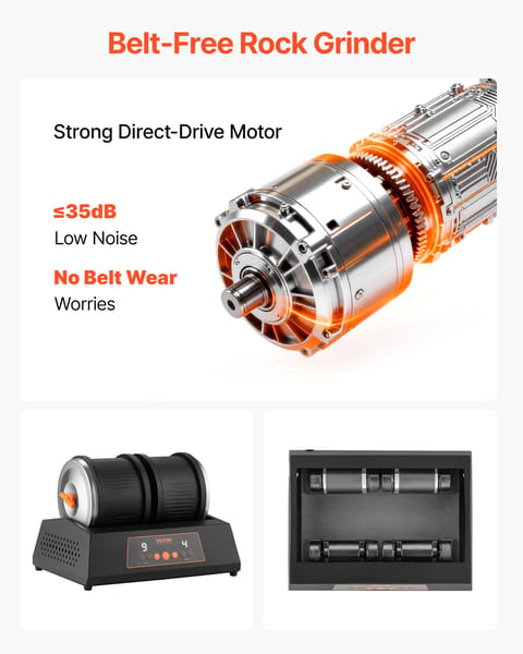 Rock Tumbler Kit, 8 Lbs Rock Polishing Kit, 4 Speed Settings 9-Day Polishing