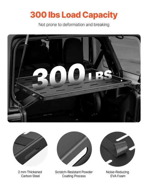 Rear Trunk Cargo Rack, For 2007-2024 Wrangler JK, 300 Lbs Capacity, Carbon