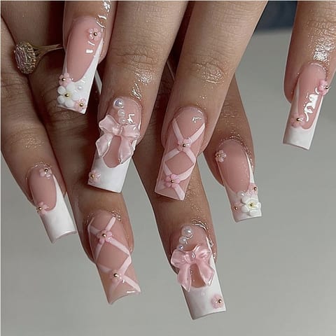 24 PCS Planet Diamond Star Nail Art, Long Length Long Water Pipe Fake