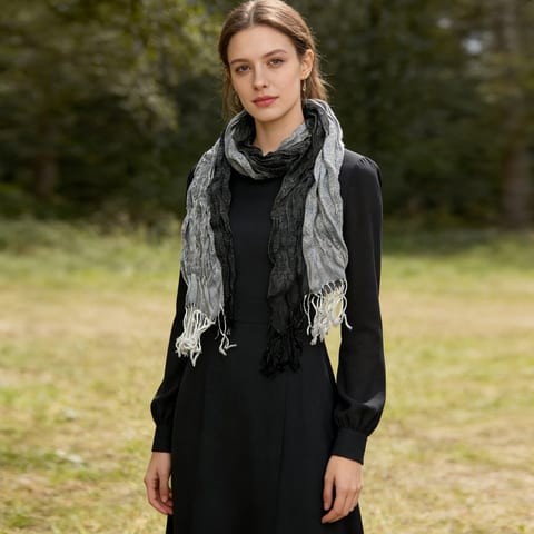 2pcs Grey Winter Jacquard Polyester Long Scarf,vacation,daily Life,evening