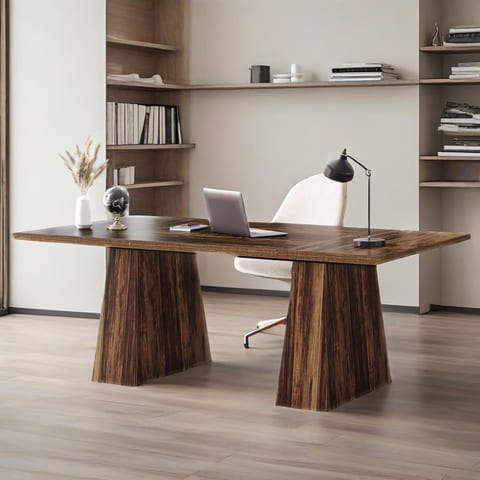 63-Inch Executive Desk, Large Office Computer Desk With Double Pedestal, Modern