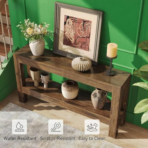 63-Inch Narrow Long Console Table For Living Room, Farmhouse Wood Entryway