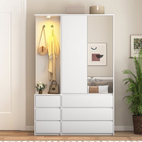 Wardrobe Closet 71.7 H, Bedroom Wooden Wardrobe With 2 Doors 6 Drawers, Modern