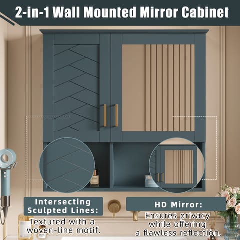 2-in-1 Bathroom Mirror Cabinet, 30 Inch Wall Mounted Medicine Cabinet With
