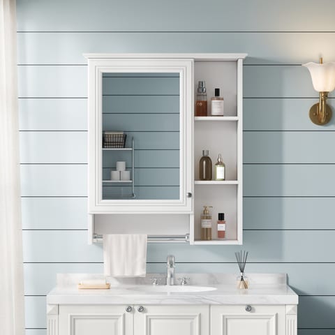 3-in-1 Bathroom Mirror Cabinet, 24-inch Wall Mounted Medicine Cabinet With