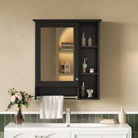 3-in-1 Bathroom Mirror Cabinet, 24-inch Wall Mounted Medicine Cabinet With