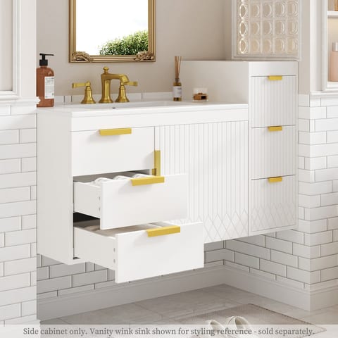 Wall Mounted Floating Cabinet, 12inch Side Cabinet With Drawers, Mutifunctional
