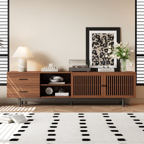 78 Inch Modern TV Stand For TVs Up To 85, Entertainment Center With Deep