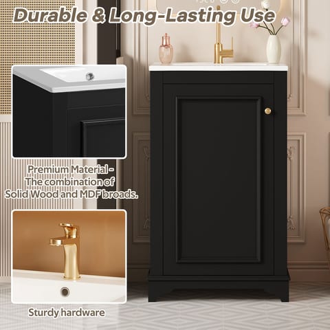 20-inch Bathroom Vanity With Ceramic Sink, Freestanding Single Vanity Set With