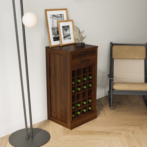 Brown Walnut Color Modular 24 Wine Bar Cabinet Buffet Cabinet