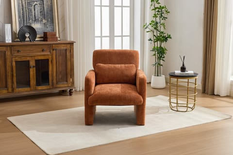 Modern Accent Chair, Contemporary Boucle Fabric Accent Armchair Comfy