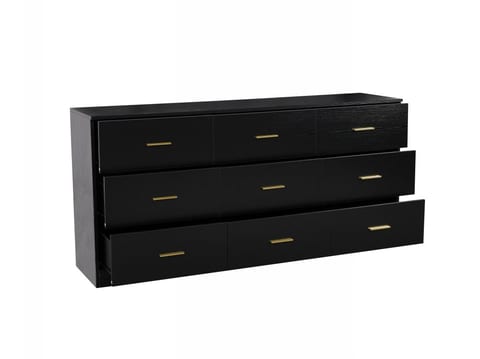 Modern Black 9-Drawer Dresser For Bedroom - Ample Storage Wide Chest Of