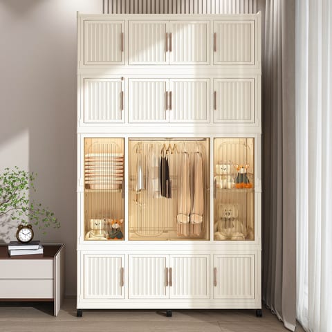 Portable Wardrobe Closet Storage Organizer For Clothes,Clothes Dresser,17