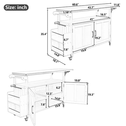 Foldable Outdoor Kitchen Island Patio Mobile Kitchen Cart Portable Outdoor