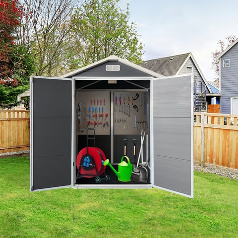 6x4 Ft Plastic Outdoor Storage With Floor And Lockable Door Plastic Garden Shed