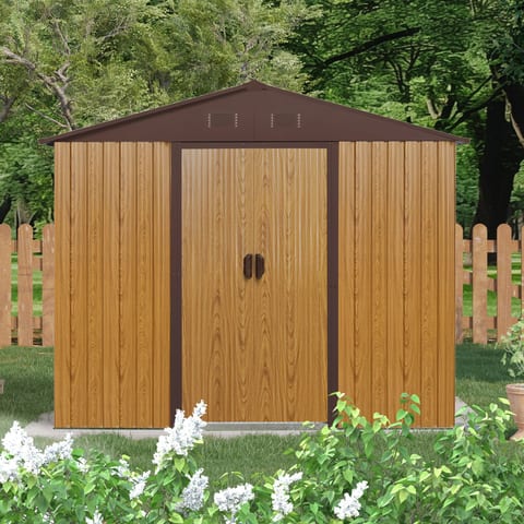8ft X 4ft Outdoor Metal Storage Shed With Sliding Door And Foundation For