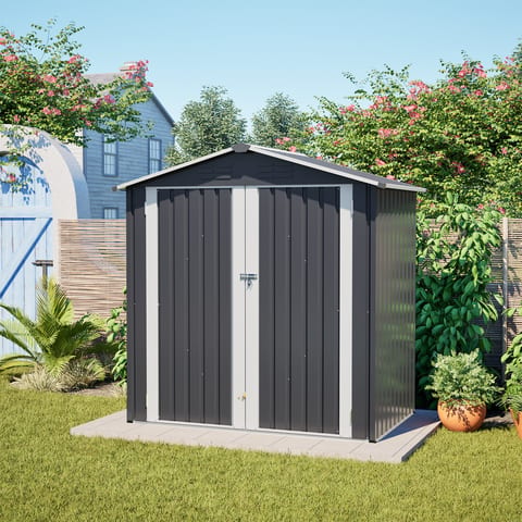 Metal Outdoor Storage Shed 6 X 4 FT Metal Shed With Lockable Door,Waterproof