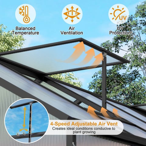 6x14FT Walk-in Outdoor Greenhouse - Polycarbonate Garden Greenhouse With Sturdy