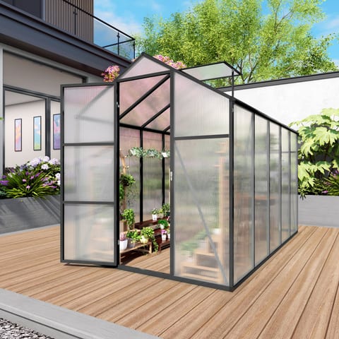 Newly Marketed Gain Height Windproofaluminum Greenhouse 6x10 FT Polycarbonate