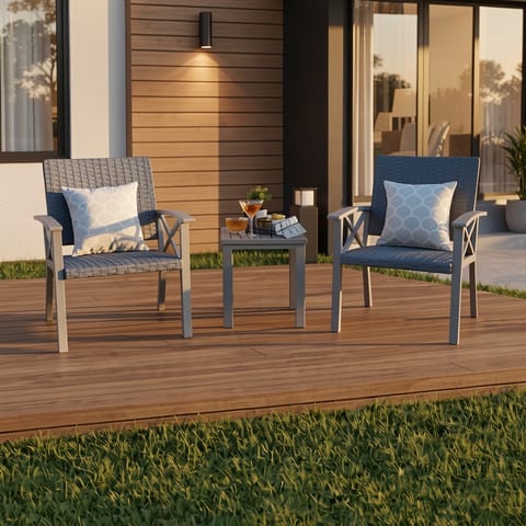 Modern Gray Aluminum Garden Sectional Sofa Outdoor Patio Bistro Set Furniture