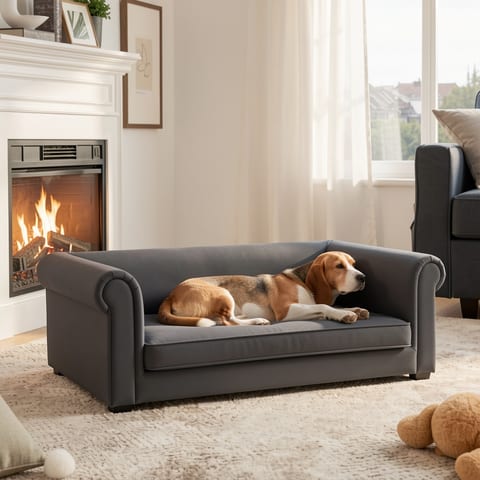 Elegant Rectangle Pet Bed for Small and Medium Dogs, Durable Elevated Dog Sofa