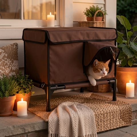Kangdarpet US Insulated Outdoor Cat House - Weatherproof Elevated Feral Cat