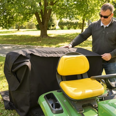 Large black lawn tractor leaf bag with green leaves, on a white background