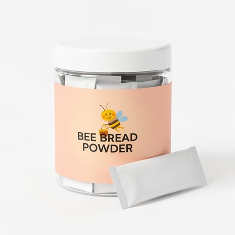 Bee Bread Powder supplement container on a white background