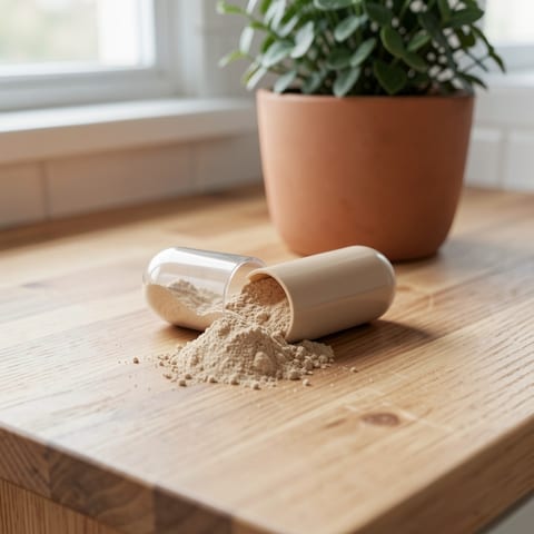 Keto supplement capsules on a clean white surface