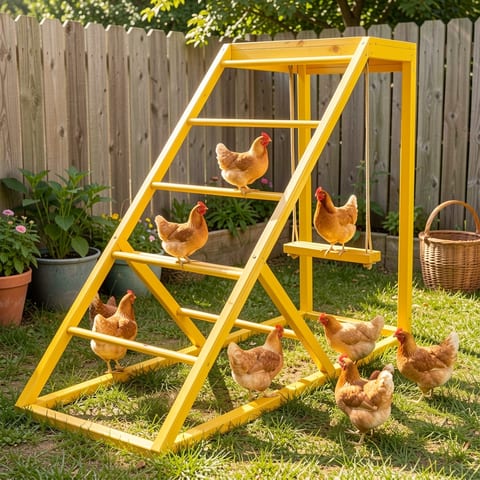 Chicken activity center with swing and perches