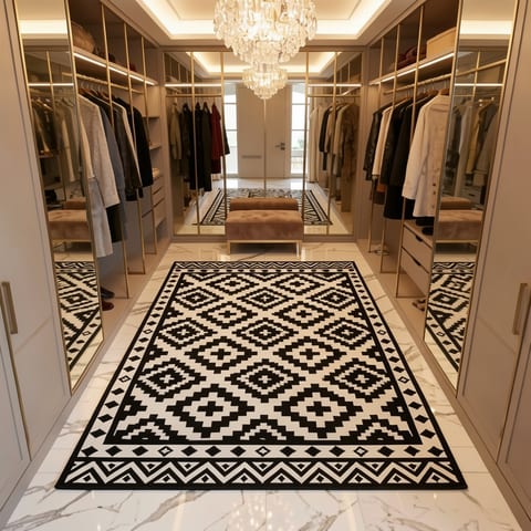 Reversible outdoor rug on a seamless light background