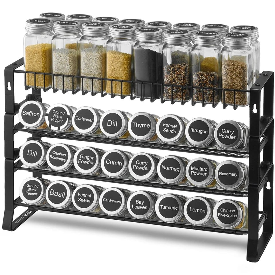 4 Tier Spice Rack Organizer 18x11 In Kitchen Cabinet Countertop Seasoning, product photo