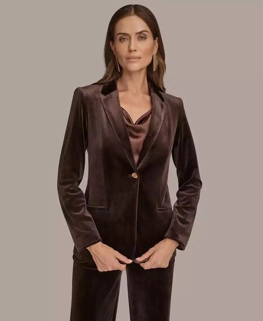 Women's Velvet One Button Jacket Donna Karan New York, product photo