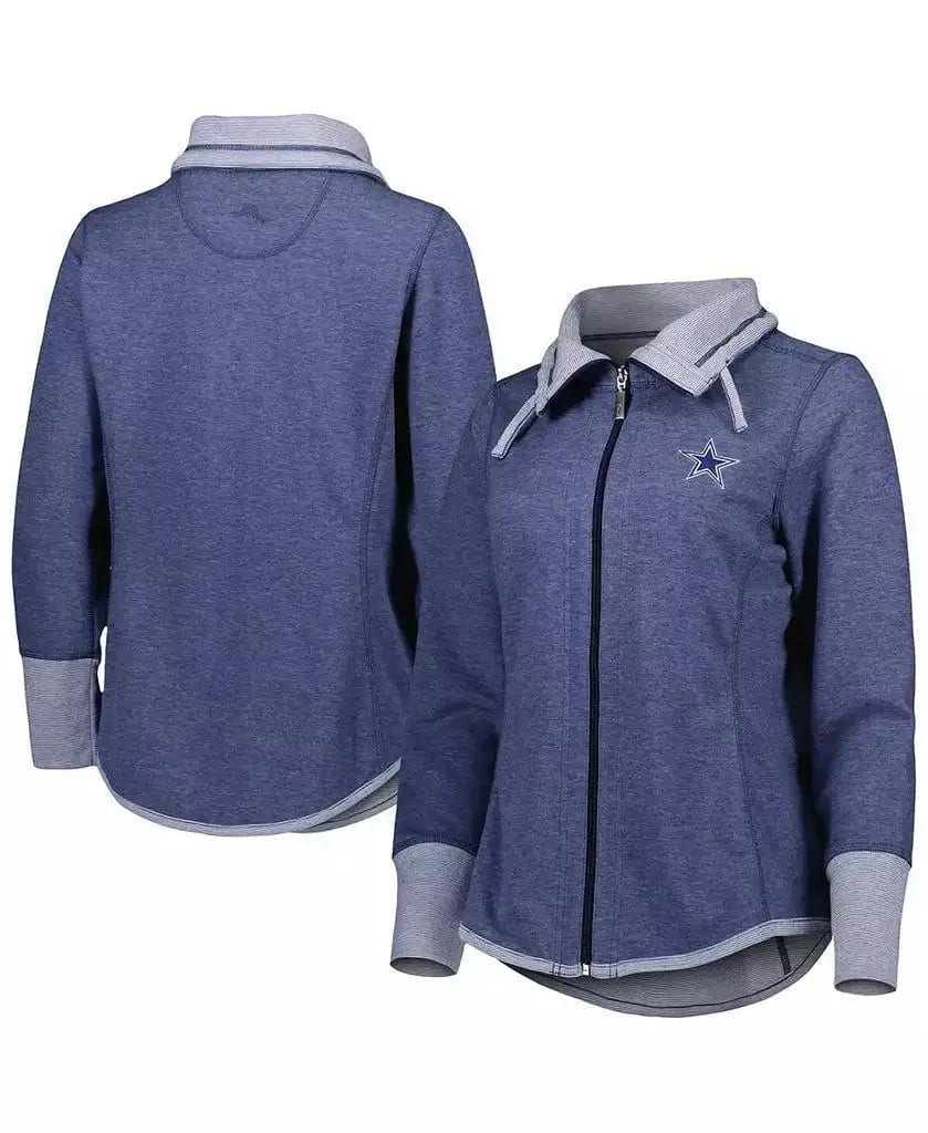 Women's Heathered Navy Dallas Cowboys Sport Sun Fade Full-Zip Sweatshirt for, product photo