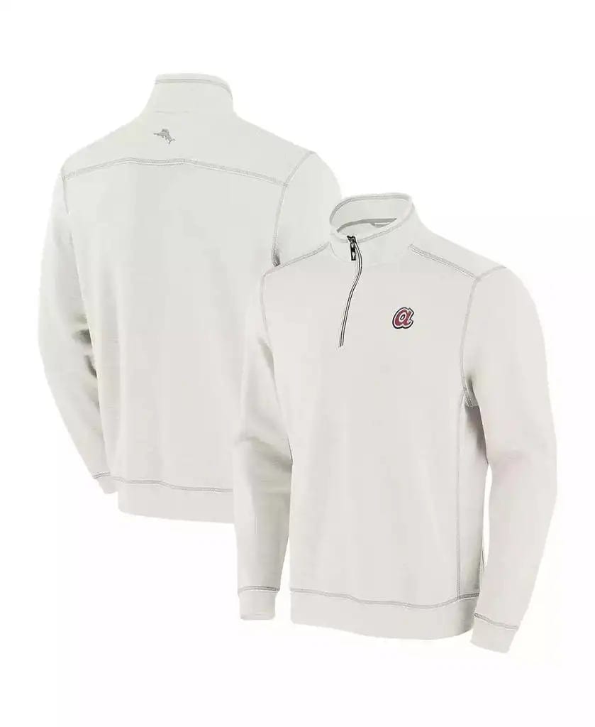 Men's Cream Atlanta Braves Sport Tobago Bay Tri-Blend Half-Zip Sweatshirt, product photo