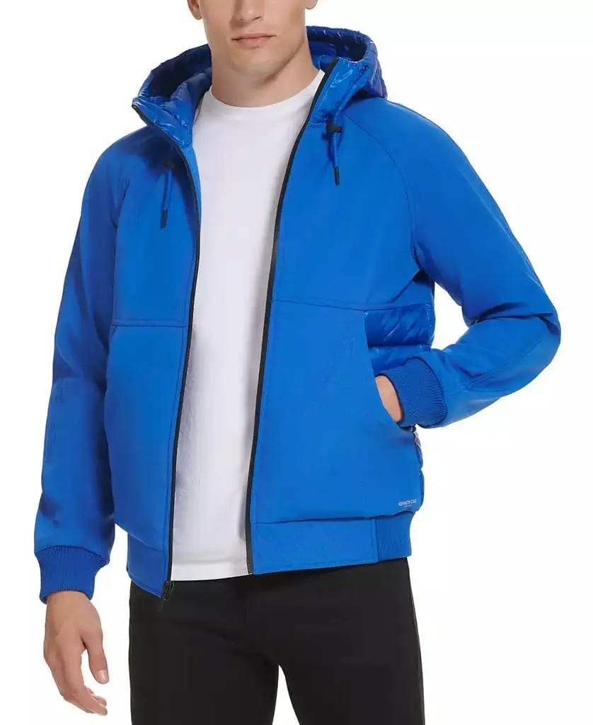 Men's Mixed Media Soft Shell Hooded Jacket Kenneth Cole, product photo