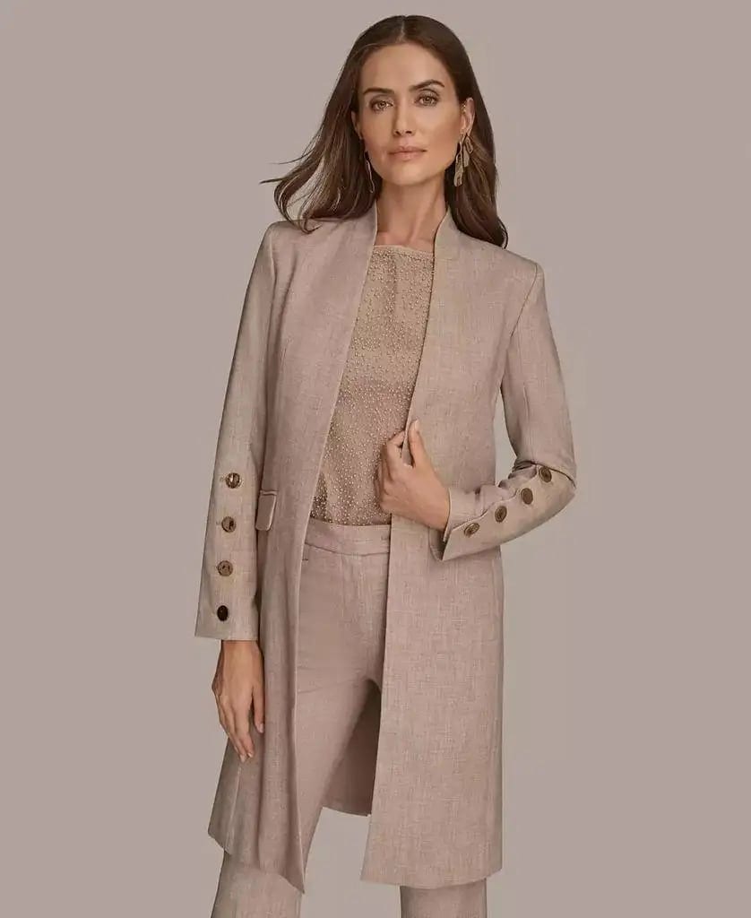 Women's Four-Button Long Blazer Coat Donna Karan New York, product photo
