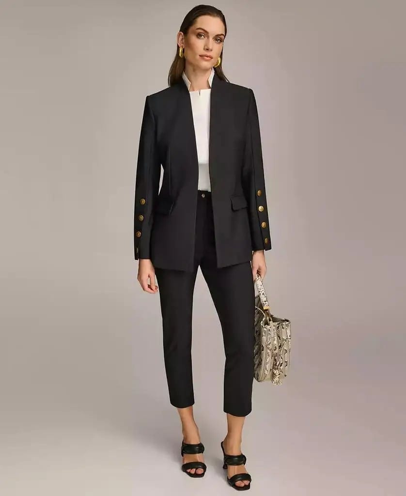 Women's Button Sleeve Blazer, Regular & Petite Donna Karan New York, product photo