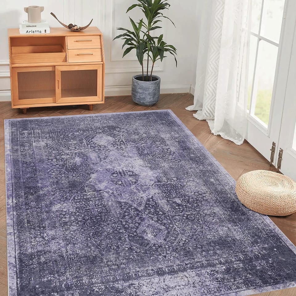 Anthracite 5' X 8' Low-Pile Non-Slip Non-Shedding Foldable Area Rug Bedroom, product photo
