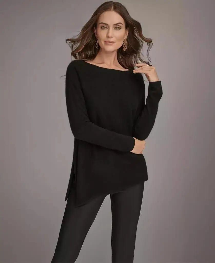 Women's Asymmetric Hem Cashmere Poncho Sweater Donna Karan New York, product photo