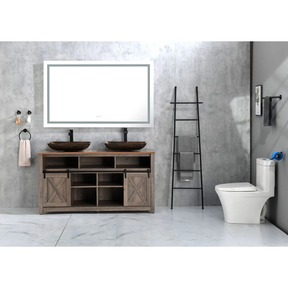 72 In. W X 36 In. H Frameless LED Single Bathroom Vanity Mirror Polished, product photo