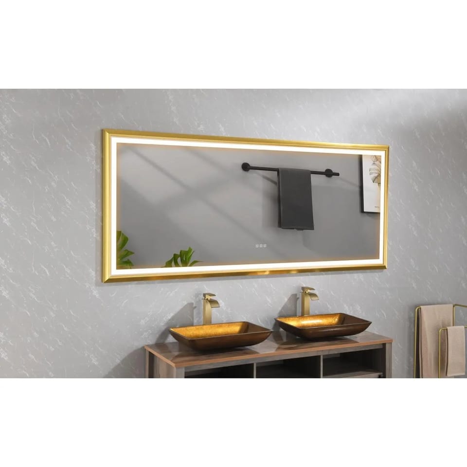 84 X 48 Inch LED Bathroom Vanity Mirror Wall Mounted Aluminum Frame Anti-Fog, product photo