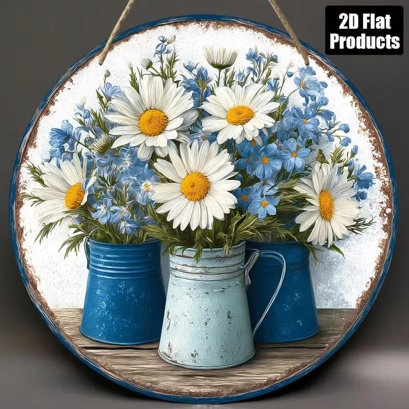 OEM 8 Inch Mini Round Wood Panel Art Custom Design Handmade Painting Cozy Home, product photo