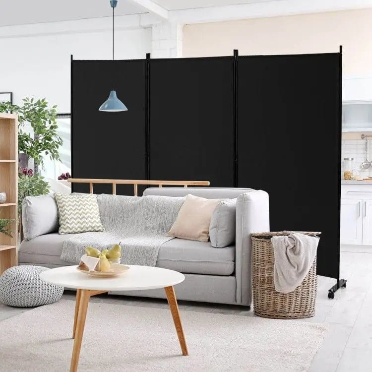 3-Panel Folding Office Partition with Lockable Wheels for Dividing Spaces, product photo